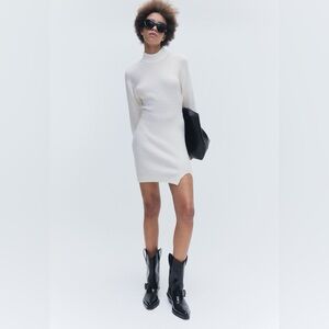 H&M mock neck white sweater dress